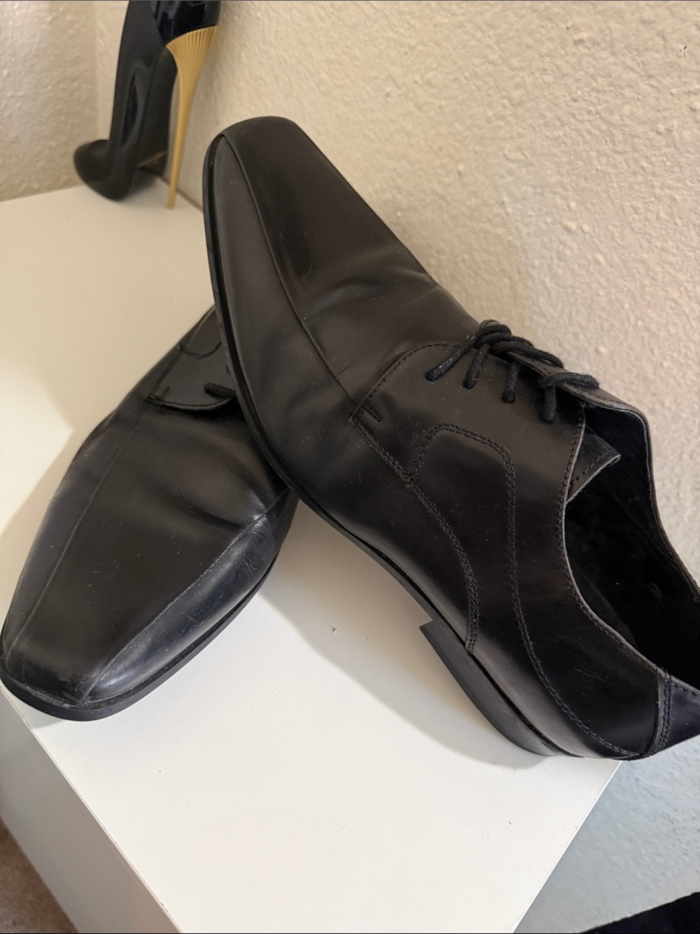 Aldo Men's Black Leather Lace-Up Oxfords